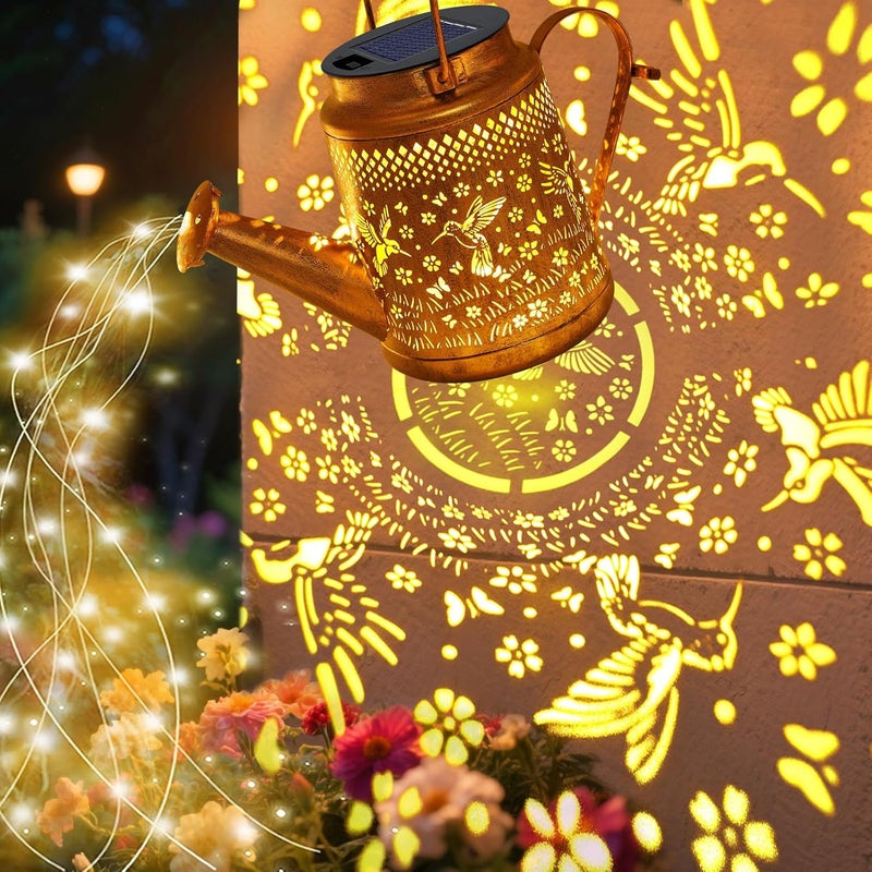 VOOKRY 2 Pack Hummingbird Metal Solar Watering Can Lights, Solar Lights Outdoor Waterproof, Birthday Gifts for Women Mom Grandma, Hanging Lanterns Decorative Garden Decor for Outside Yard Patio Lawn - Image 2